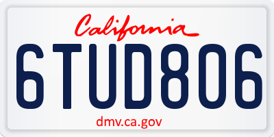 CA license plate 6TUD806