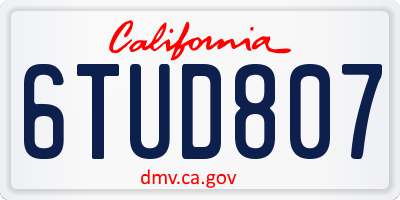 CA license plate 6TUD807