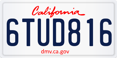 CA license plate 6TUD816