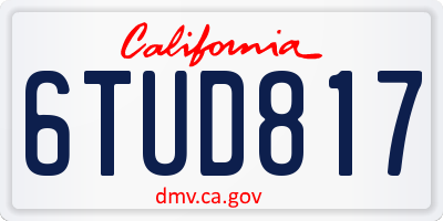 CA license plate 6TUD817