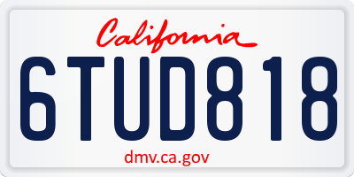 CA license plate 6TUD818