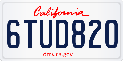 CA license plate 6TUD820
