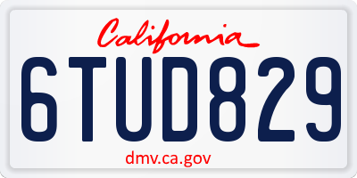 CA license plate 6TUD829