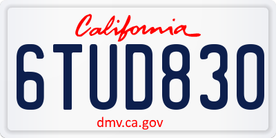 CA license plate 6TUD830