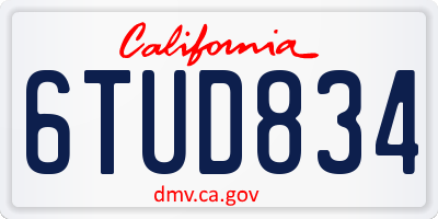 CA license plate 6TUD834