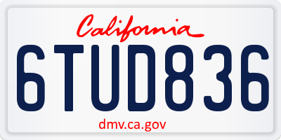 CA license plate 6TUD836