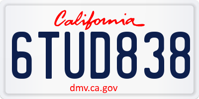CA license plate 6TUD838