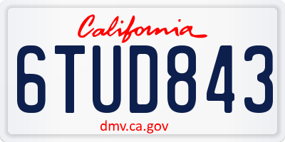 CA license plate 6TUD843