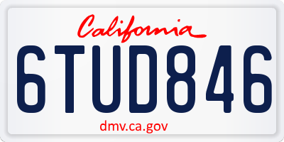 CA license plate 6TUD846