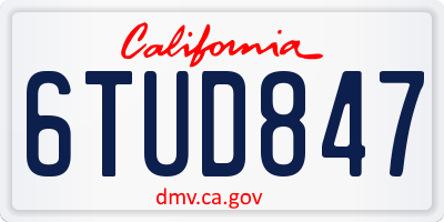 CA license plate 6TUD847