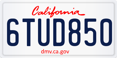 CA license plate 6TUD850