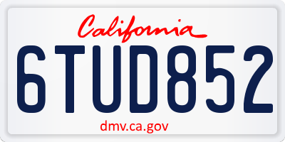 CA license plate 6TUD852