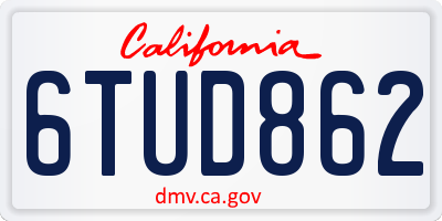 CA license plate 6TUD862