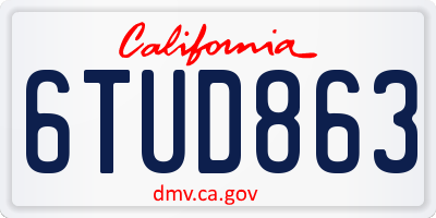 CA license plate 6TUD863