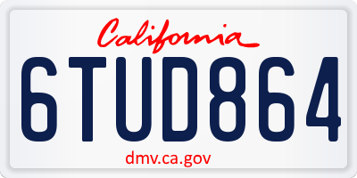 CA license plate 6TUD864