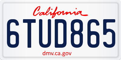 CA license plate 6TUD865