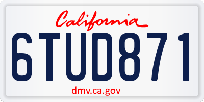 CA license plate 6TUD871