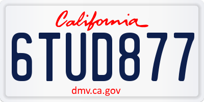 CA license plate 6TUD877