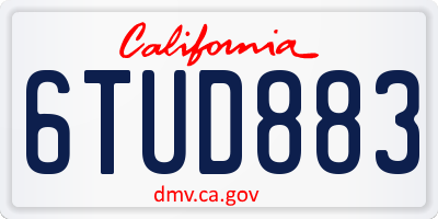 CA license plate 6TUD883