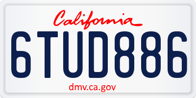 CA license plate 6TUD886