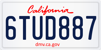 CA license plate 6TUD887