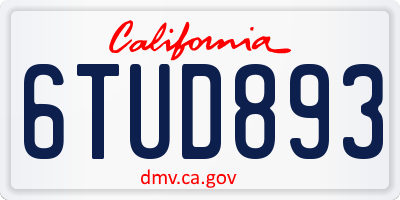 CA license plate 6TUD893