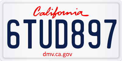 CA license plate 6TUD897