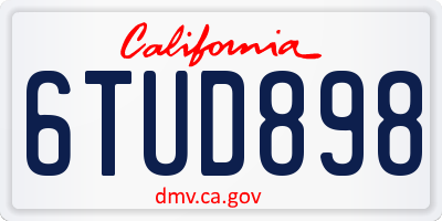 CA license plate 6TUD898