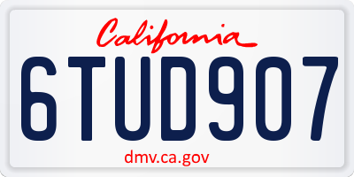 CA license plate 6TUD907
