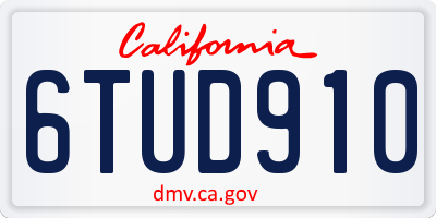 CA license plate 6TUD910