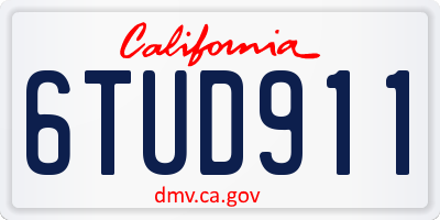 CA license plate 6TUD911