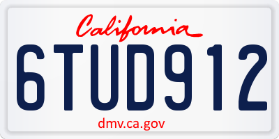 CA license plate 6TUD912