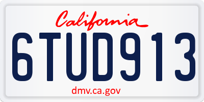 CA license plate 6TUD913