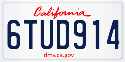 CA license plate 6TUD914