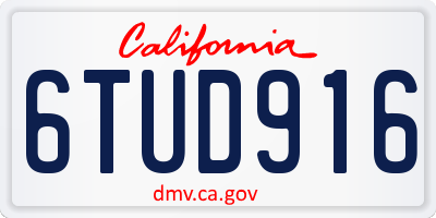 CA license plate 6TUD916