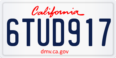 CA license plate 6TUD917