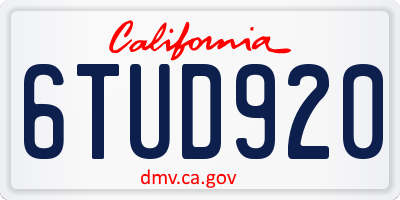 CA license plate 6TUD920
