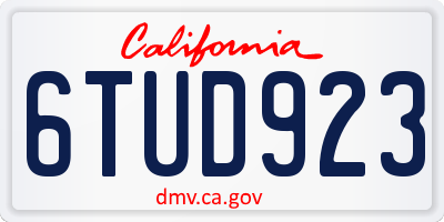 CA license plate 6TUD923