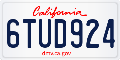 CA license plate 6TUD924