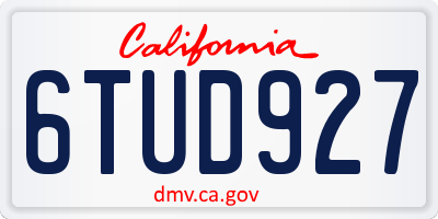 CA license plate 6TUD927