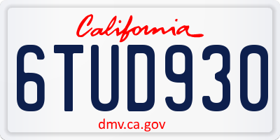CA license plate 6TUD930