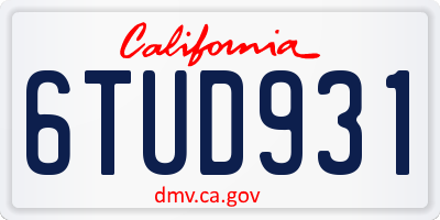 CA license plate 6TUD931
