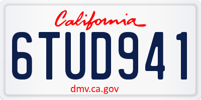 CA license plate 6TUD941