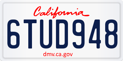 CA license plate 6TUD948