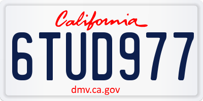 CA license plate 6TUD977