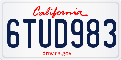 CA license plate 6TUD983
