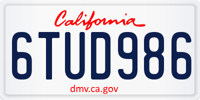 CA license plate 6TUD986