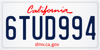 CA license plate 6TUD994