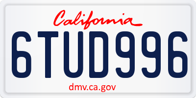 CA license plate 6TUD996
