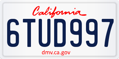 CA license plate 6TUD997